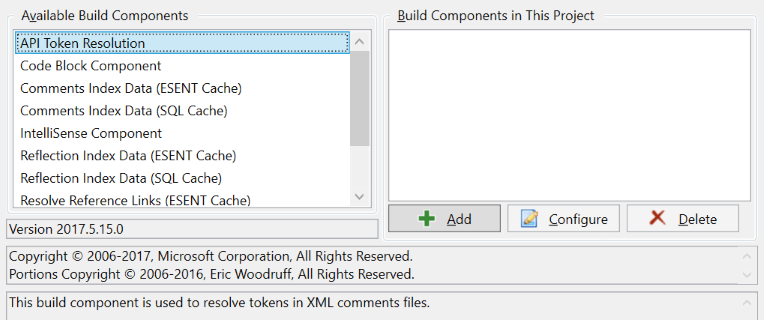 Build component configuration property page